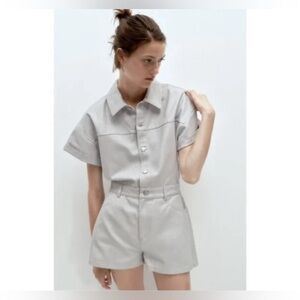 ZARA  Silver Shimmer Romper NWT